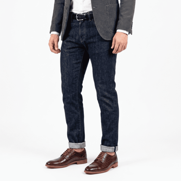 Brown Croc-Textured Oxford Shoes