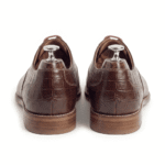 Brown Croc-Textured Oxford Shoes