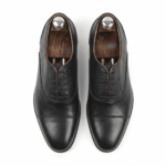 Black Textured Leather Oxford Shoes