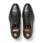 Black Textured Leather Oxford Shoes