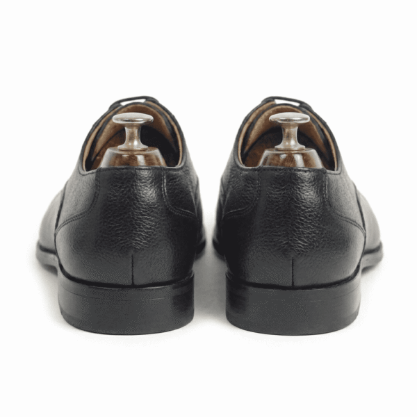 Black Textured Leather Oxford Shoes