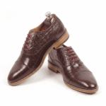 Brown Croc-Textured Oxford Shoes