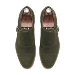 Olive Suede Monk Strap Shoes