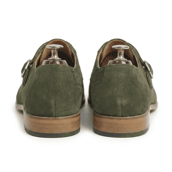 Olive Suede Monk Strap Shoes