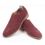 Burgundy Suede Brogue Oxford Shoes