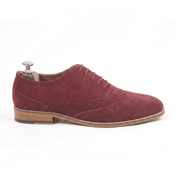 Burgundy Suede Brogue Oxford Shoes