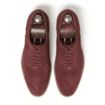 Burgundy Suede Brogue Oxford Shoes