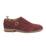Burgundy Suede Monk Strap Shoes