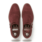 Burgundy Suede Monk Strap Shoes
